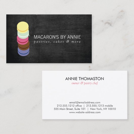 MACARON フランスの STACK LOGO IIIベーカリー、パティシシェフ 名刺 (正面/裏面)