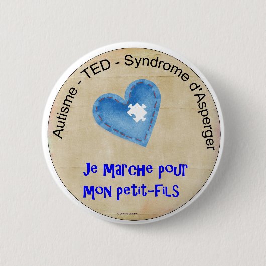Macaron Je marche pour mon petit-fils 缶バッジ (正面)