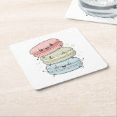 Macaron Sweets Kawaii Coasters スクエアペーパーコースター (アングル)