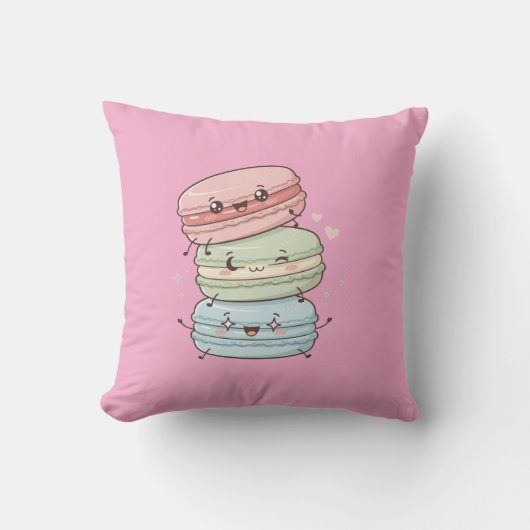 Macaron Sweets Kawaii Cushion Pillow クッション (正面)