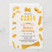 Macaroni Pasta Themed Birthday Invitation 招待状 (正面/裏面)