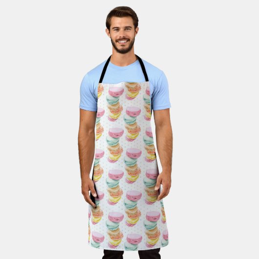 Macarons Dots All-Over Print Apron エプロン (着用した状態)
