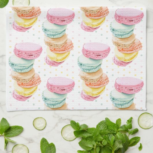 Macarons Dots Kitchen Towels キッチンタオル (折り畳み)