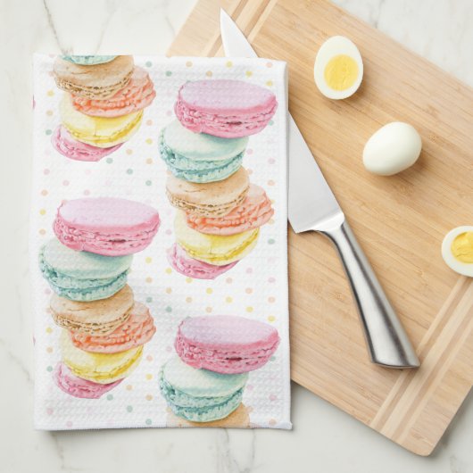 Macarons Dots Kitchen Towels キッチンタオル (四つ折り)