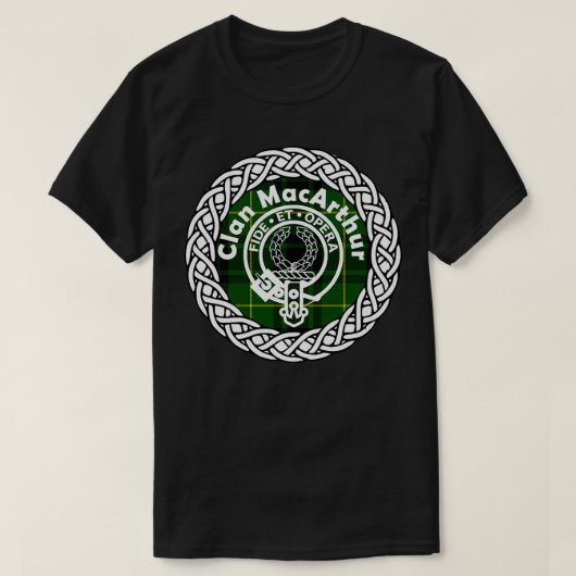 MacArthur Scotish Clan姓タータンチェックc Tシャツ (デザイン正面)