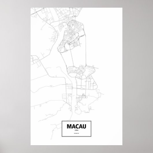 Macau, China (black on white) ポスター (正面)