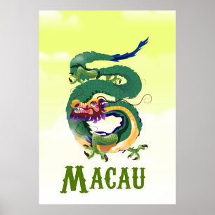 Macau China Vintage style travel poster ポスター