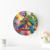 Macawカラフル Parrots On A Branch-45739 ラージ壁時計 (ホーム)