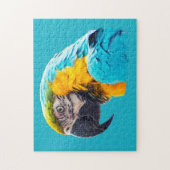 Macawポートレートのターコイズ背景 ジグソーパズル (縦)