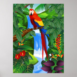 Macaw bird illustration ポスター