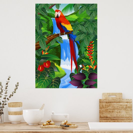 Macaw bird illustration ポスター (キッチン)