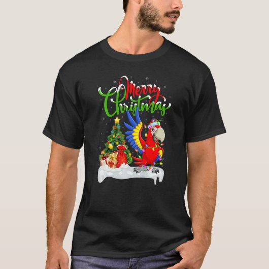 Macaw Bird  Xmas Decorations Santa Macaw Christmas Tシャツ (正面)