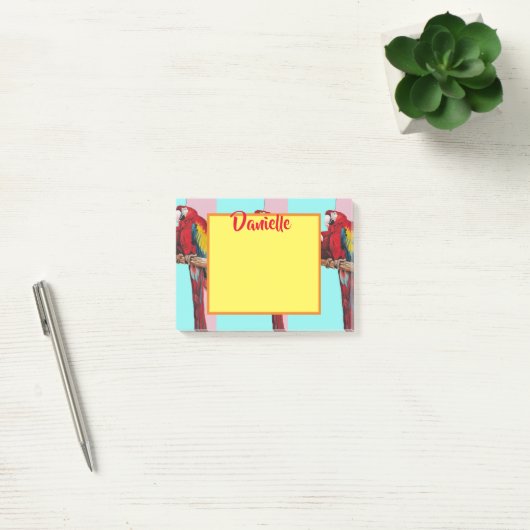 Macaw Parrot Art女性名Post It Notes ポストイット (オフィス)