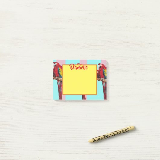 Macaw Parrot Art女性名Post It Notes ポストイット (デスク上)