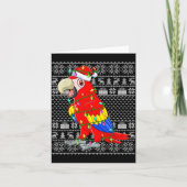Macaw Parrot Christmas Lights Ugly Sweater Funny B カード (正面)