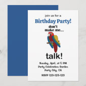 Macaw Parrot Don't Make Me Talk Funny Birthday 招待状 (正面/裏面)