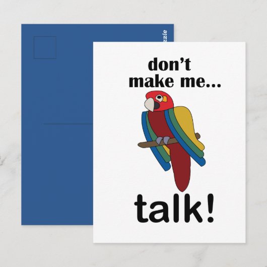 Macaw Parrot Don't Make Me Talk Funny Quote ポストカード (正面/裏面)