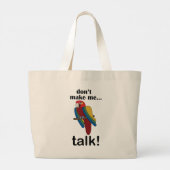 Macaw Parrot Don't Make Me Talk Funny Quote ラージトートバッグ (裏面)