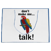 Macaw Parrot Don't Make Me Talk Funny Quote ラージペーパーバッグ (正面)