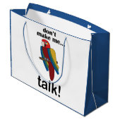 Macaw Parrot Don't Make Me Talk Funny Quote ラージペーパーバッグ (裏面アングル)