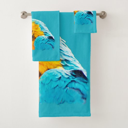 Macaw portrait on a turquoise background バスタオルセット (インサイチュ)