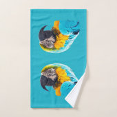 Macaw portrait on a turquoise background バスタオルセット (ハンドタオル)