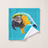 Macaw portrait on a turquoise background バスタオルセット (ウォッシュタオル)