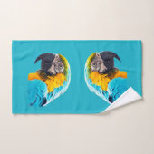 Macaw portrait on a turquoise background バスタオルセット (ハンドタオル)