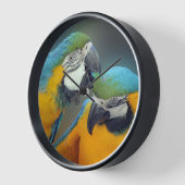 Macaws in love 壁時計 (傾斜)