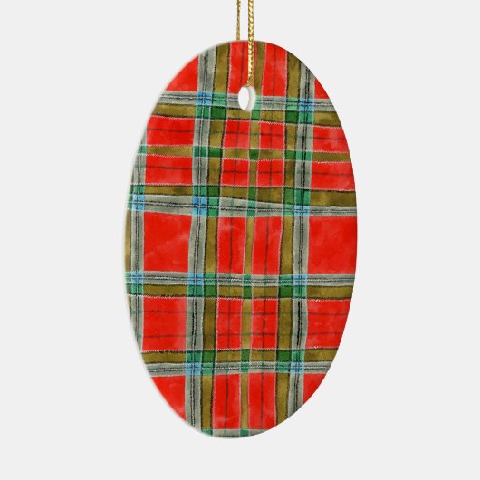 MACBAINタータンチェックセラミックオーバルオーナメント セラミックオーナメント (右)
