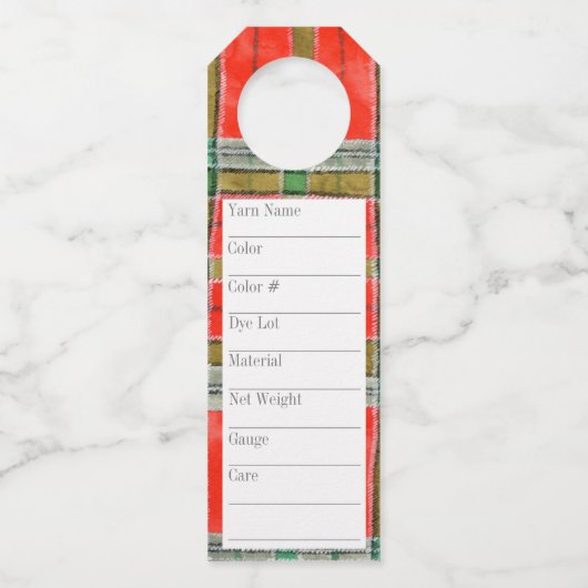 MACBAINタータンチェック2.25x7インチ長糸ラベル ボトルネックタグ (正面)