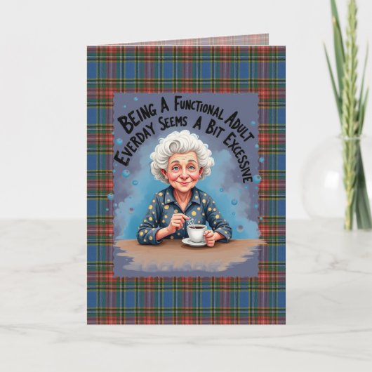 MacBeth Ancient Scottish Tartan Humorous Birthday カード (正面)