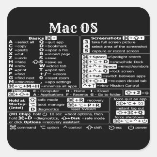 MacbookMacOSショートカットノートパソコンチートシート スクエアシール