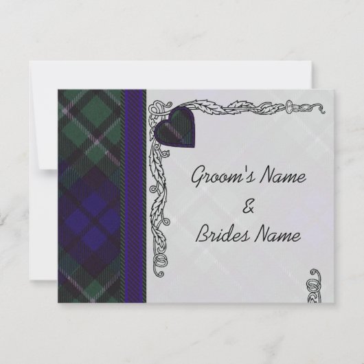 MacCallumのスコットランドのタータンチェックのハートのデザイン 出欠カード (正面)