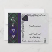 MacCallumのスコットランドのタータンチェックのハートのデザイン 出欠カード (裏面)