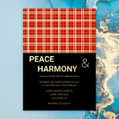 MacClanタータンチェックレッドブラック金ゴールドパター結婚ン 箔招待状