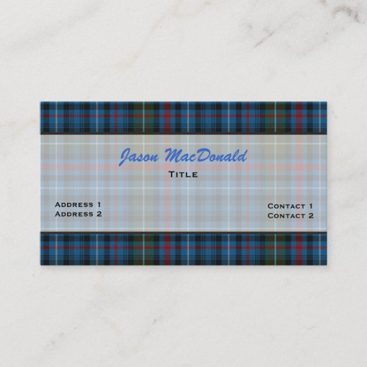 MacDonaldのタータンチェック格子縞のカスタムな名刺 名刺 (正面)