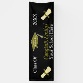 #MacedIt金ゴールド·ブラック卒業パーソナライズされた 横断幕 (縦)