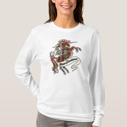 MacFarlaneのタータンチェックのユニコーン Tシャツ (正面)