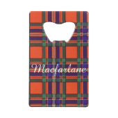 Macfarlaneの一族の格子縞のスコットランド人のタータンチェック クレジットカード栓抜き (正面)