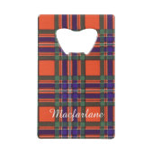 Macfarlaneの一族の格子縞のスコットランド人のタータンチェック クレジットカード栓抜き (裏面)