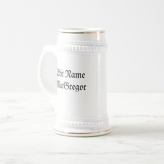 MacGregorの一族は記章を付けます(名前を編集して下さい) ビールジョッキ (正面左)