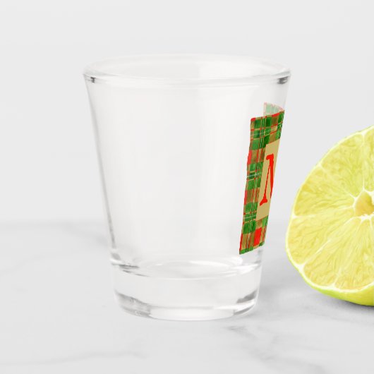 MACGREGORタータンチェックショットグラス+イニシャル ショットグラス (左)