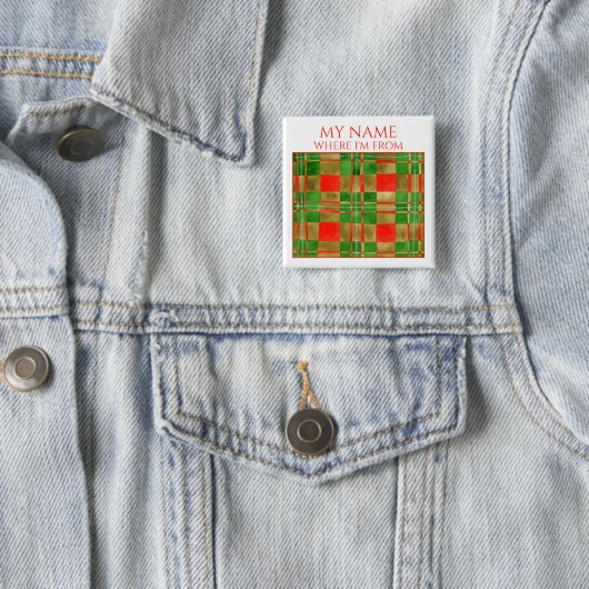 MACGREGORタータンチェックスクエア名タグピンボタン 缶バッジ (インサイチュ)