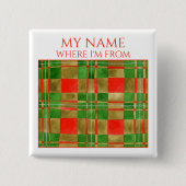 MACGREGORタータンチェックスクエア名タグピンボタン 缶バッジ (正面)