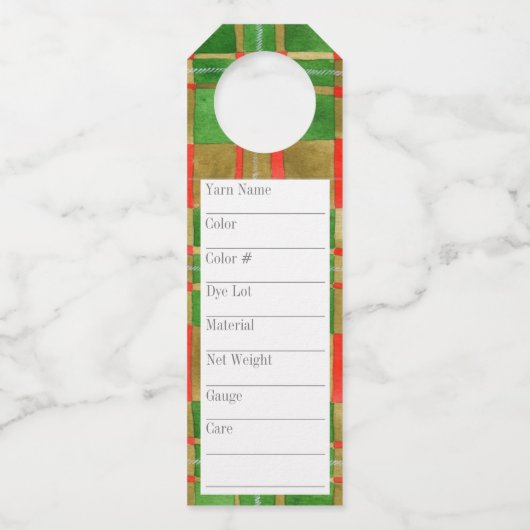 MACGREGORタータンチェック2.25x7インチ長糸ラベル ボトルネックタグ (正面)
