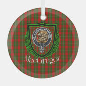 MacGregor Scottish Clan Tartan & Crest ガラスオーナメント (正面)