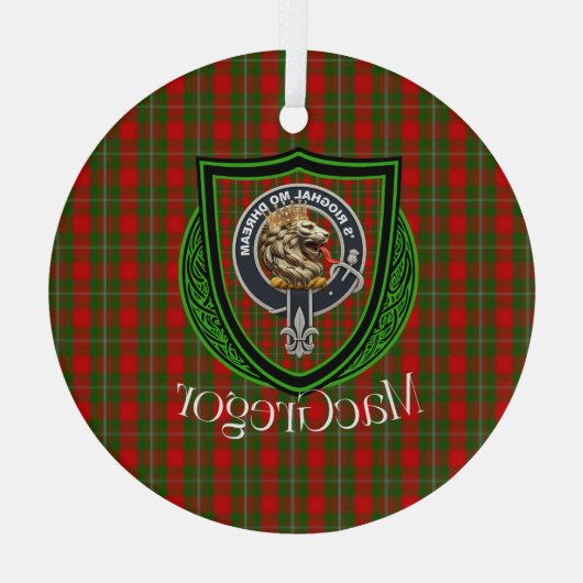 MacGregor Scottish Clan Tartan & Crest ガラスオーナメント (裏面)