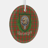 MacGregor Scottish Clan Tartan & Crest ガラスオーナメント (正面右)