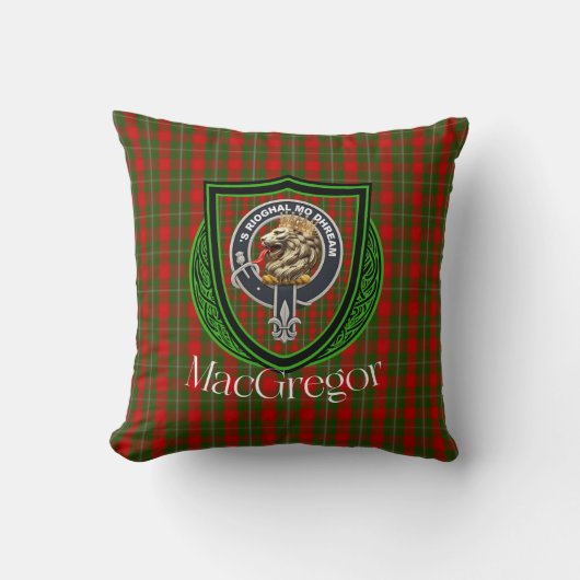 MacGregor Scottish Clan Tartan & Crest クッション (正面)